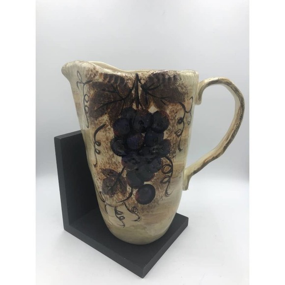 Dario Farrucci Designs Ceramic Pitcher Grapevine Theme With Handle - Picture 3 of 15